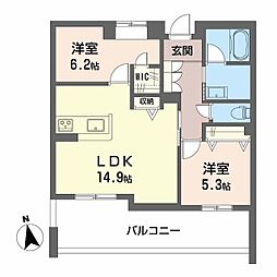 シャーメゾン深翠の杜 2LDKの間取図画像