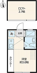 イーリスコート西横浜A ワンルームの間取図画像