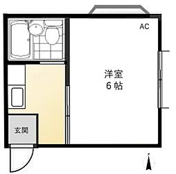 コーポ新町 1階1Kの間取り