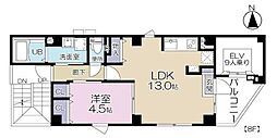 LANDDEN舟町 1LDKの間取図画像