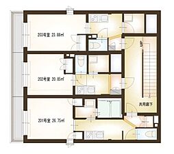ロックリッジハウス 3階1Kの間取り