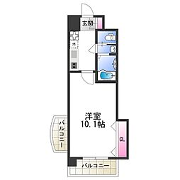 Luxe天王寺 1Kの間取図画像