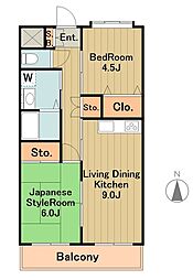 多摩都市モノレール 大塚・帝京大学駅 徒歩10分の賃貸マンション 5階2LDKの間取り