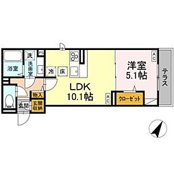 D-comodo 野塩 1階1LDKの間取り