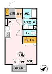 アリエッタ 2階ワンルームの間取り