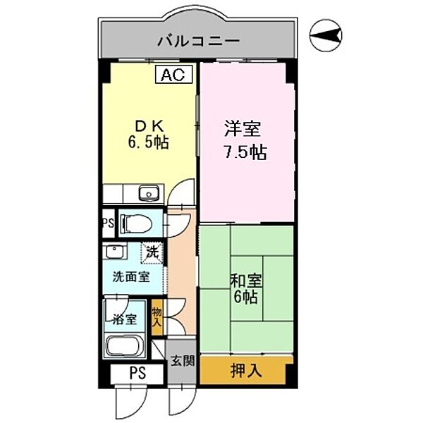 ダイヤモンドハイツI ｜大阪府大阪市平野区長吉長原４丁目(賃貸マンション2DK・1階・50.40㎡)の写真 その2