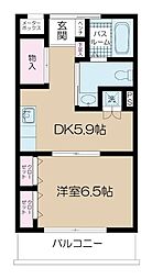 ルミエール綱島2号館 1DKの間取図画像