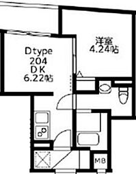ＵＲｅｓｉｄｅｎｃｅ武蔵小山 1階1DKの間取り