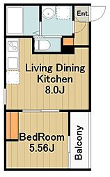 GRADUS上溝3 2階1LDKの間取り