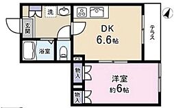 JR山手線 目黒駅 徒歩14分の賃貸マンション 1階1DKの間取り