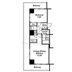 コンフォリア白金高輪 7階1LDKの間取り