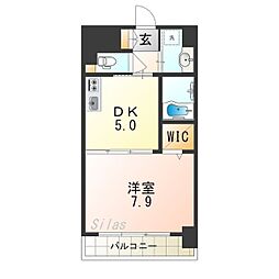 ウィスタリア三国 1DKの間取図画像