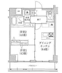 ティモーネグランデ錦糸町 2DKの間取図画像