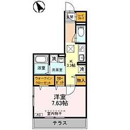 アルカンシェル 1Kの間取図画像