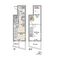 西武池袋線 中村橋駅 徒歩8分の賃貸マンション 1階2LDKの間取り
