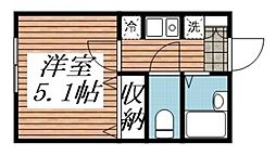 クレセント中野 3階1Kの間取り