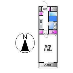 インパレス小阪 4階1Kの間取り