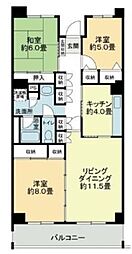 テレパレス船橋三咲A棟 2階3LDKの間取り