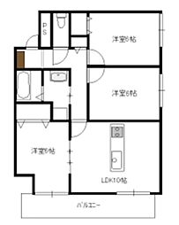 カサ・カスタニア 5階3LDKの間取り
