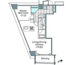 コンフォリア新宿イーストサイドタワー 5階1LDKの間取り