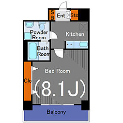ステージファースト慶應三田 5階1Kの間取り