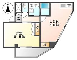 クレシアコート 1LDKの間取図画像