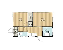 谷澤貸家 1階2Kの間取り