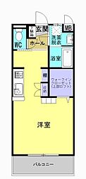 オーシャンハイツ五番館 1階1Kの間取り