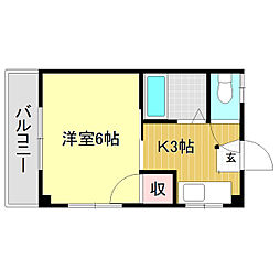 小倉ハイツ 1Kの間取図画像