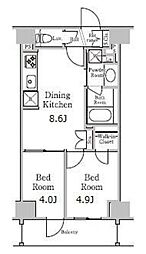 レジディア千駄木 3階2DKの間取り