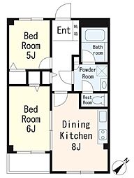 ジェネシス 3階2DKの間取り