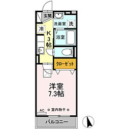 東急田園都市線 田奈駅 徒歩5分の賃貸アパート 1階1Kの間取り