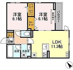 D Paina 鴨居II 2LDKの間取図画像