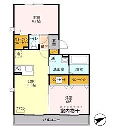 プランタン彩 2LDKの間取図画像