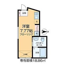 k-station 1階ワンルームの間取り