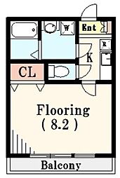 クレフラスト松戸吉井町B棟 1階1Kの間取り