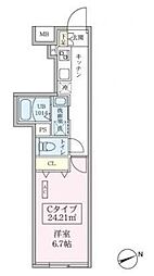スカイコートリュクス品川大崎 4階1Kの間取り