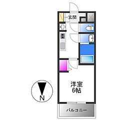 プレサンス緑橋ソレアス 1Kの間取図画像