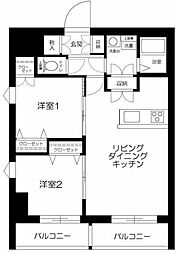 ＲＯＸＩＳ日暮里 8階2LDKの間取り