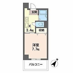 浜中マンション 1Kの間取図画像