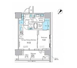 ＨＡＲＵＭＩ　ＦＬＡＧ　ＰＯＲＴ　ＶＩＬＬＡＧＥ　Ｃ棟 15階1LDKの間取り