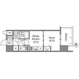 近鉄けいはんな線 長田駅 徒歩7分の賃貸マンション 7階1DKの間取り