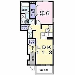 ミルト・ヴィラA 1LDKの間取図画像
