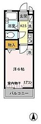 パークサイドMOGI 2階1Kの間取り