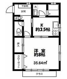 CASA早宮 1階1Kの間取り