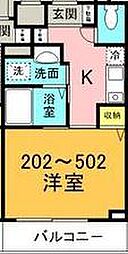EARTH浅間町 1Kの間取図画像