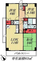 レジョンドール船橋 3LDKの間取図画像