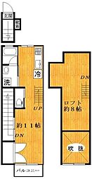 グランズ三軒茶屋 2階ワンルームの間取り