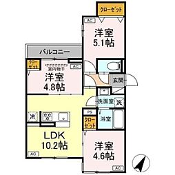 セレスティア白鷺II 2階3LDKの間取り
