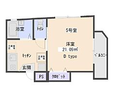 OOINN-2 1Kの間取図画像